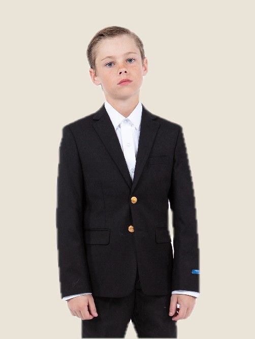 Boy Solid Notch Lapel Blazer w/ GOLDEN Buttons