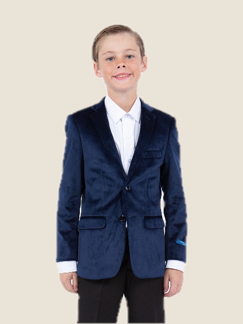 Boy Solid Velvet Blazer w/ Notch Lapel
