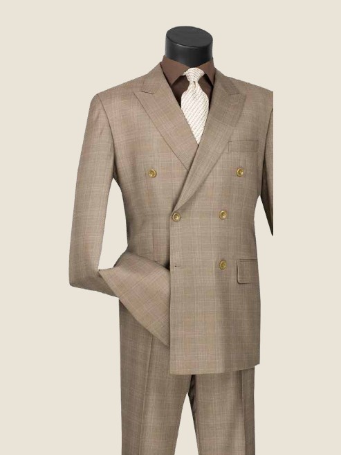Executive Double-Breasted Suit, Wool Feel
