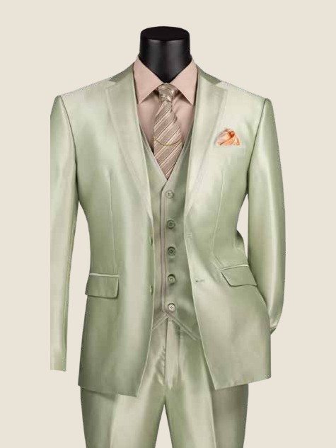 Slim Three-Piece Suit, Satin look fabric