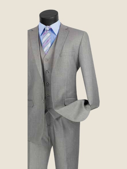Slim Three-Piece Suit, Wool Feel