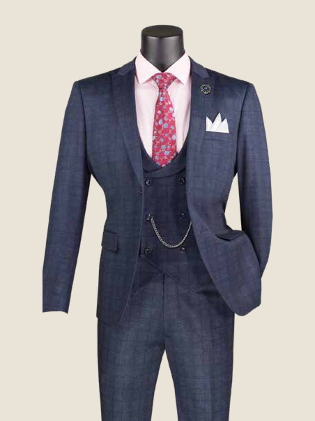 Slim Three-Piece Suit, Wool Feel