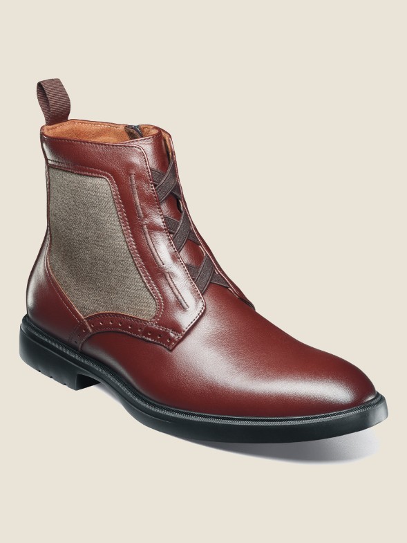 Thompson Plain Toe Elastic Lace Boot